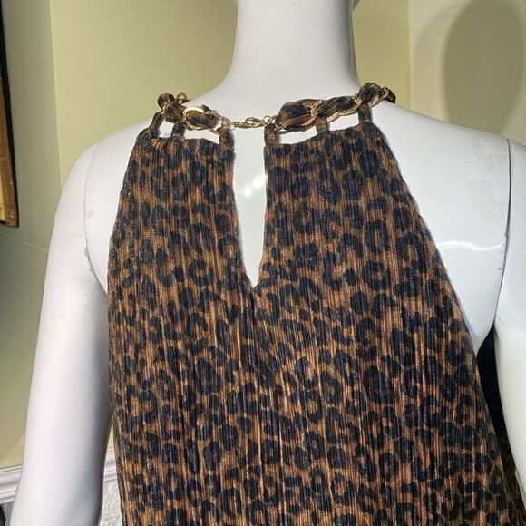 NWT Joie Leopard Print Halter Top Sheath Lightly Pleated Cocktail Dress - Picture 9 of 14